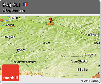 Physical Panoramic Map of Blaj-Sat