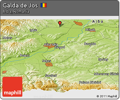 Physical Panoramic Map of Galda De Jos