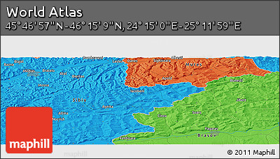 Political Panoramic Map of the Area around 46° 1' 3" N, 24° 43' 30" E