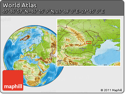 Physical Location Map of the Area around 46° 1' 3" N, 27° 16' 29" E
