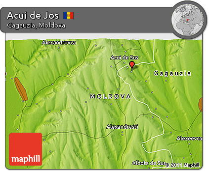 Physical 3D Map of Acui De Jos