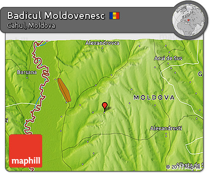 Physical 3D Map of Badicul Moldovenesc