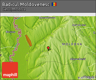Physical 3D Map of Badicul Moldovenesc