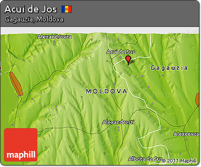 Physical 3D Map of Acui De Jos