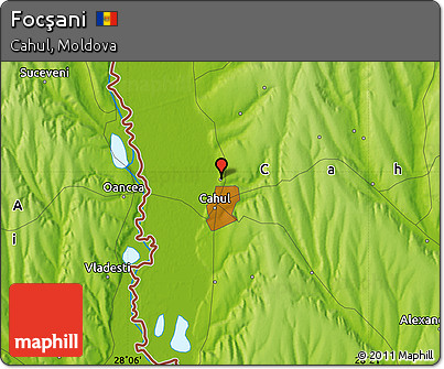 Physical Map of Focşani