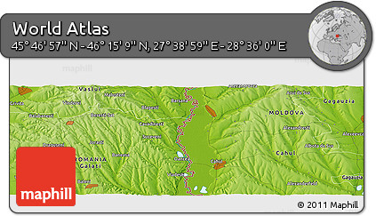 Physical Panoramic Map of the Area around 46° 1' 3" N, 28° 7' 30" E