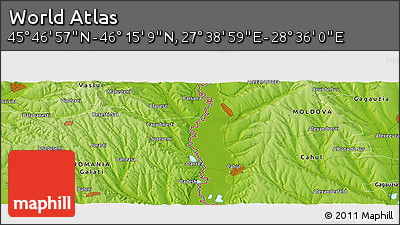 Physical Panoramic Map of the Area around 46° 1' 3" N, 28° 7' 30" E