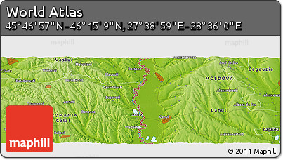 Physical Panoramic Map of the Area around 46° 1' 3" N, 28° 7' 30" E