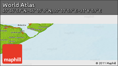 Physical Panoramic Map of the Area around 46° 1' 3" N, 30° 40' 29" E