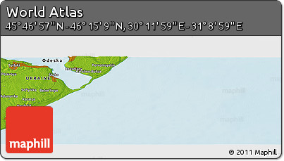 Physical Panoramic Map of the Area around 46° 1' 3" N, 30° 40' 29" E