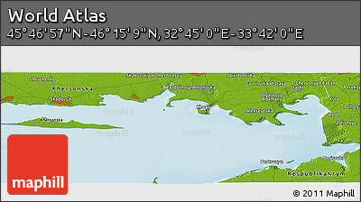 Physical Panoramic Map of the Area around 46° 1' 3" N, 33° 13' 30" E