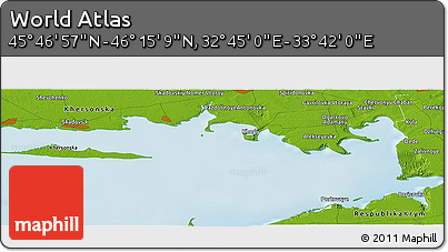 Physical Panoramic Map of the Area around 46° 1' 3" N, 33° 13' 30" E