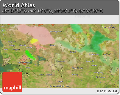 Satellite 3D Map of the Area around 46° 1' 3" N, 34° 4' 30" E