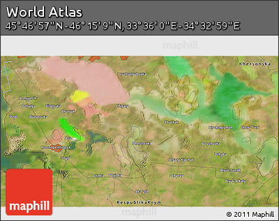 Satellite 3D Map of the Area around 46° 1' 3" N, 34° 4' 30" E