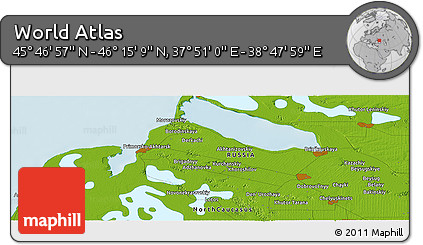 Physical Panoramic Map of the Area around 46° 1' 3" N, 38° 19' 30" E