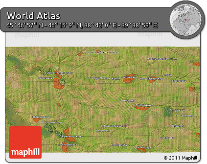Satellite 3D Map of the Area around 46° 1' 3" N, 39° 10' 29" E