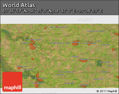 Satellite 3D Map of the Area around 46° 1' 3" N, 39° 10' 29" E