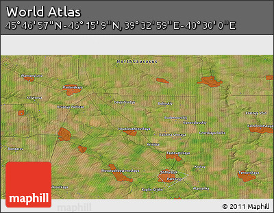 Satellite 3D Map of the Area around 46° 1' 3" N, 40° 1' 29" E