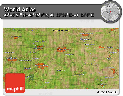 Satellite 3D Map of the Area around 46° 1' 3" N, 40° 52' 30" E