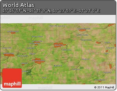 Satellite 3D Map of the Area around 46° 1' 3" N, 40° 52' 30" E
