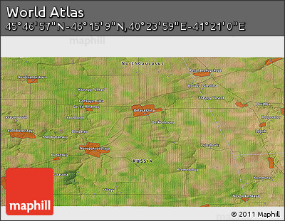 Satellite 3D Map of the Area around 46° 1' 3" N, 40° 52' 30" E