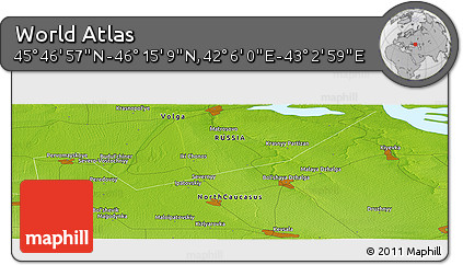 Physical Panoramic Map of the Area around 46° 1' 3" N, 42° 34' 30" E