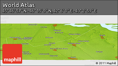 Physical Panoramic Map of the Area around 46° 1' 3" N, 42° 34' 30" E