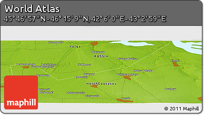 Physical Panoramic Map of the Area around 46° 1' 3" N, 42° 34' 30" E