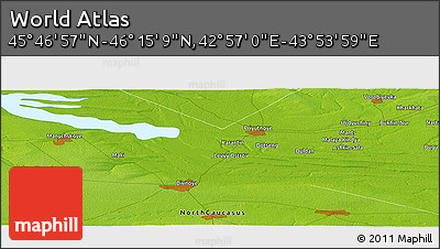 Physical Panoramic Map of the Area around 46° 1' 3" N, 43° 25' 29" E