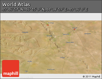 Satellite 3D Map of the Area around 46° 1' 3" N, 45° 7' 30" E