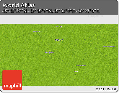 Physical 3D Map of the Area around 46° 1' 3" N, 45° 58' 30" E