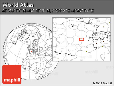 Blank Location Map of the Area around 46° 1' 3" N, 4° 19' 30" E