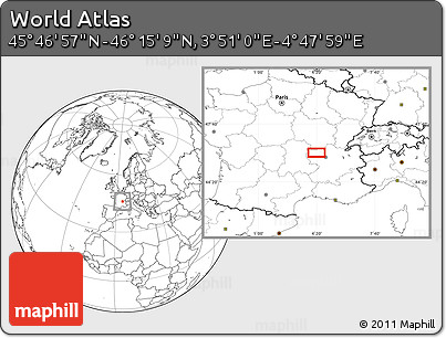 Blank Location Map of the Area around 46° 1' 3" N, 4° 19' 30" E