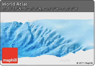 Shaded Relief Panoramic Map of the Area around 46° 1' 3" N, 4° 10' 30" W