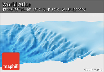 Shaded Relief Panoramic Map of the Area around 46° 1' 3" N, 4° 10' 30" W