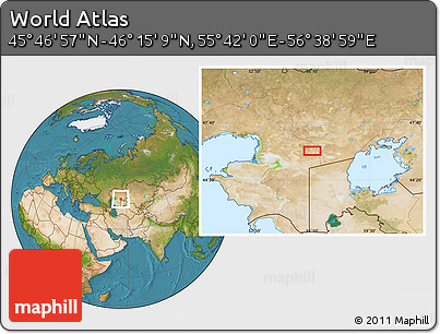 Satellite Location Map of the Area around 46° 1' 3" N, 56° 10' 29" E