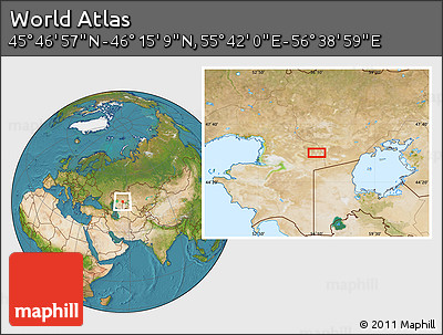 Satellite Location Map of the Area around 46° 1' 3" N, 56° 10' 29" E