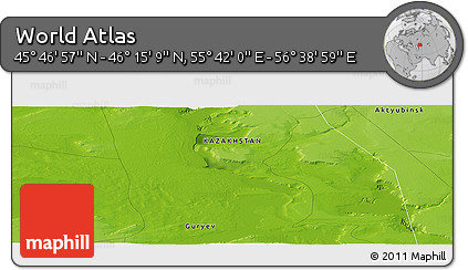 Physical Panoramic Map of the Area around 46° 1' 3" N, 56° 10' 29" E