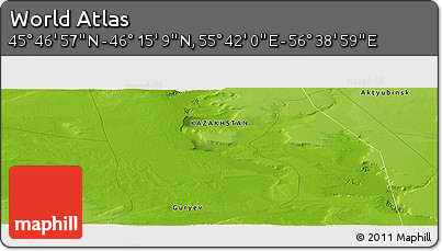 Physical Panoramic Map of the Area around 46° 1' 3" N, 56° 10' 29" E