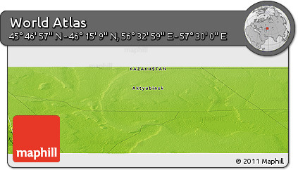 Physical Panoramic Map of the Area around 46° 1' 3" N, 57° 1' 29" E