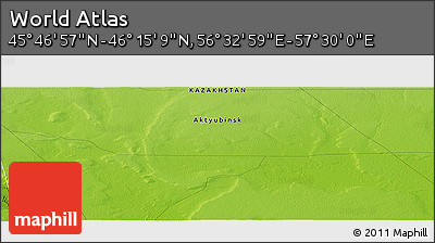 Physical Panoramic Map of the Area around 46° 1' 3" N, 57° 1' 29" E