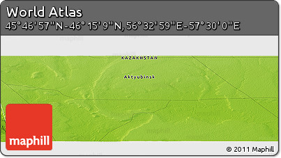 Physical Panoramic Map of the Area around 46° 1' 3" N, 57° 1' 29" E