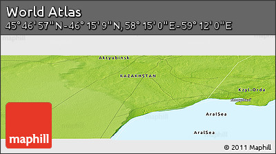 Physical Panoramic Map of the Area around 46° 1' 3" N, 58° 43' 30" E