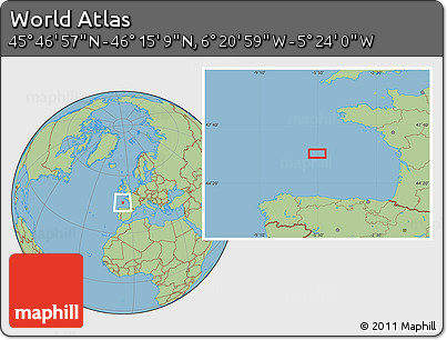 Savanna Style Location Map of the Area around 46° 1' 3" N, 5° 52' 30" W
