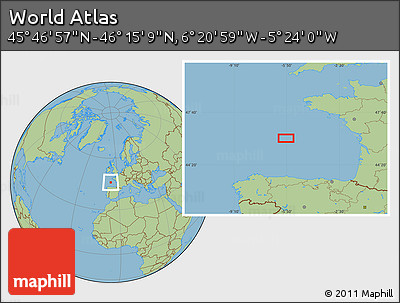 Savanna Style Location Map of the Area around 46° 1' 3" N, 5° 52' 30" W
