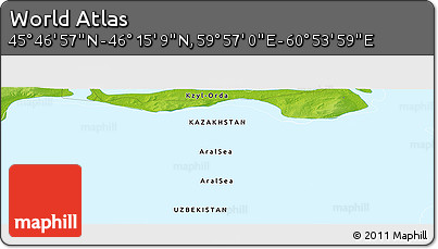 Physical Panoramic Map of the Area around 46° 1' 3" N, 60° 25' 29" E