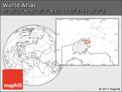 Blank Location Map of the Area around 46° 1' 3" N, 61° 16' 29" E
