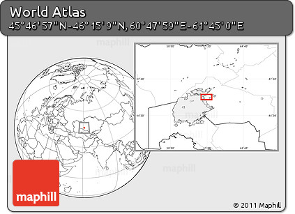 Blank Location Map of the Area around 46° 1' 3" N, 61° 16' 29" E
