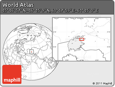 Blank Location Map of the Area around 46° 1' 3" N, 61° 16' 29" E