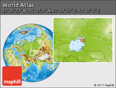 Physical Location Map of the Area around 46° 1' 3" N, 61° 16' 29" E